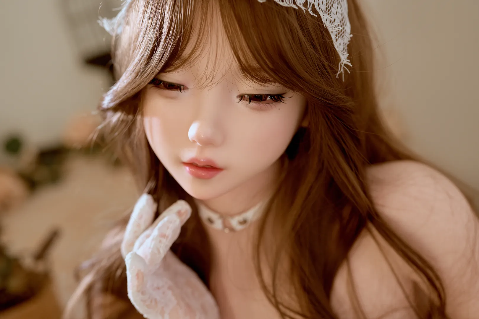 153cm (5ft0) Natural-Chest Real Skin Texture Silicone Sex Doll Moya, ROS Head